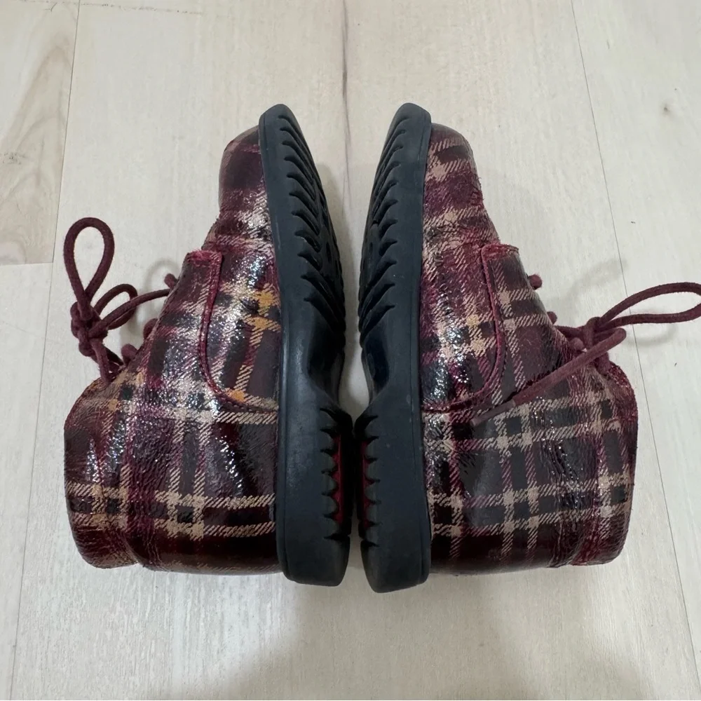 Babybotte Girl's Kids Toddler Boots Lace Up Maroon Plaid Size 22 EU Toddler 6